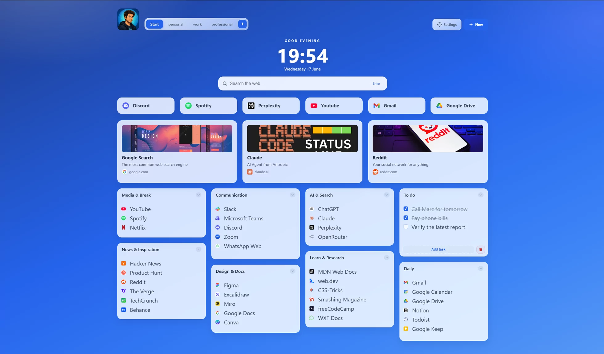 ReadyTab - Frost theme
