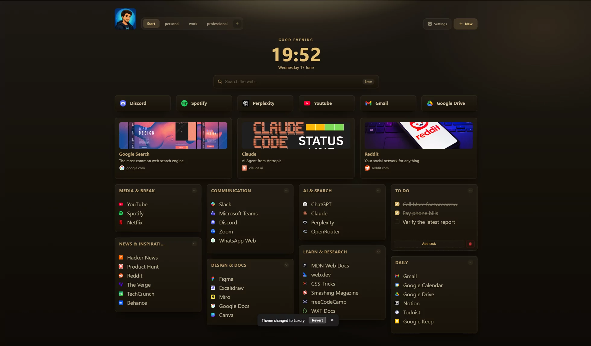 ReadyTab - Luxury theme