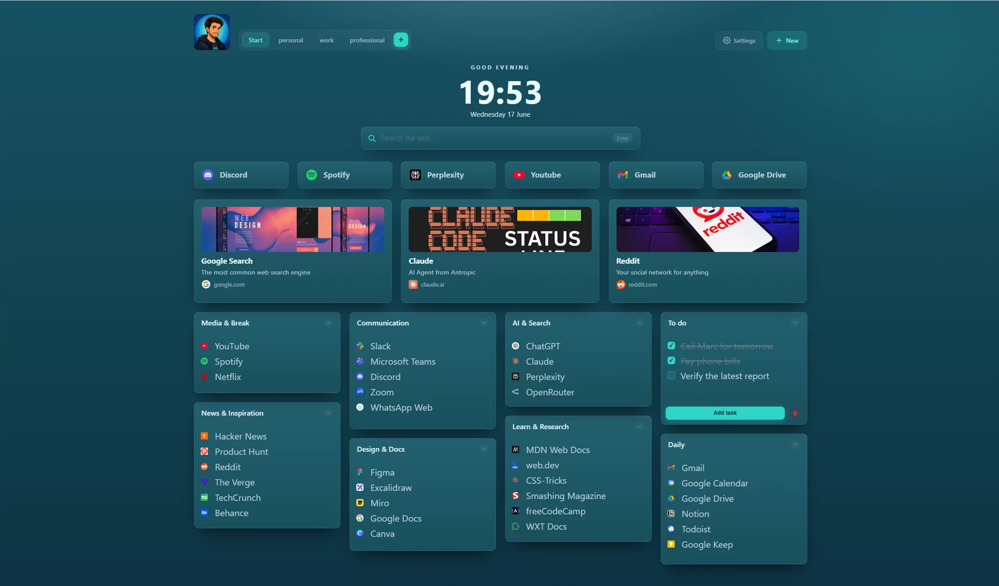 ReadyTab - Ocean theme