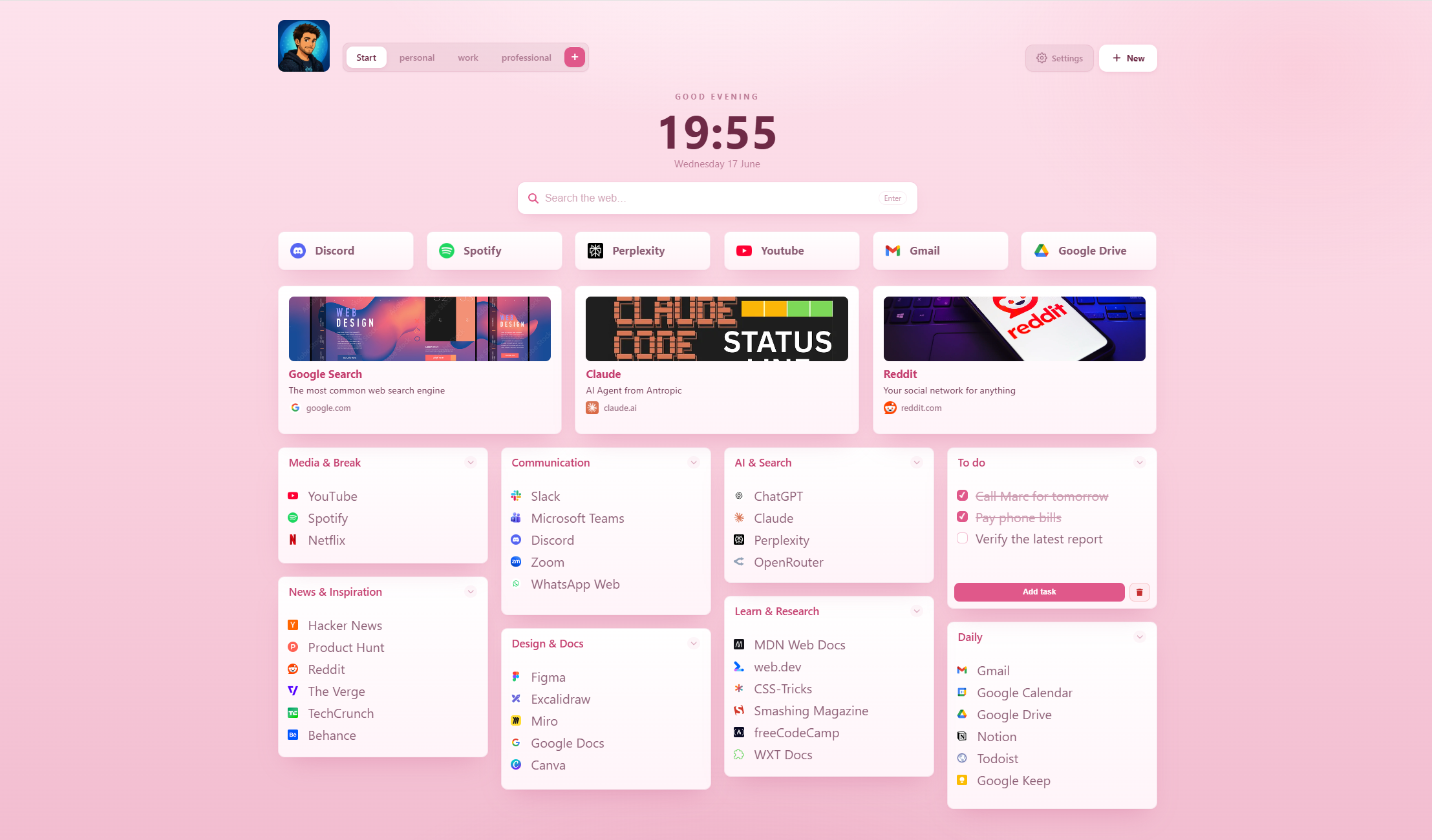 ReadyTab — Sakura theme