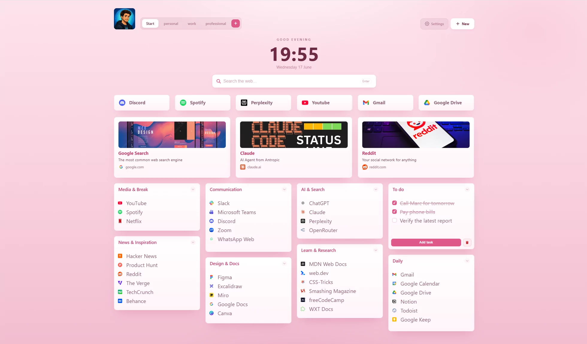 ReadyTab - Sakura theme